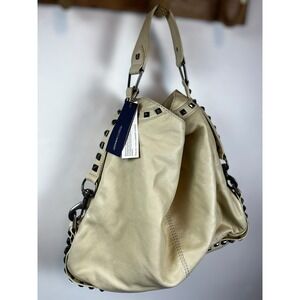 Rebecca Minkoff Shoulder Bag Nikki Studded Ivory Leather Hobo Bag